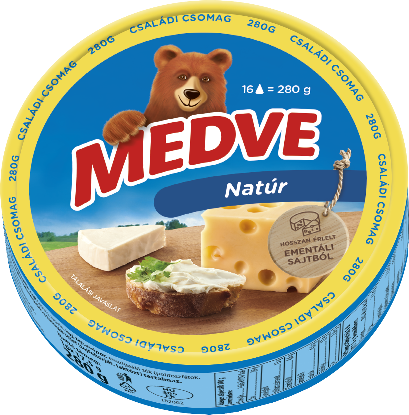 MEDVE NATÚR DOBOZOS 280G kenhető, zsíros ömlesztett sajt